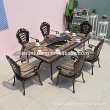 Nice outdoor patio cast aluminum furniture dining room BBQ dining table and chair set